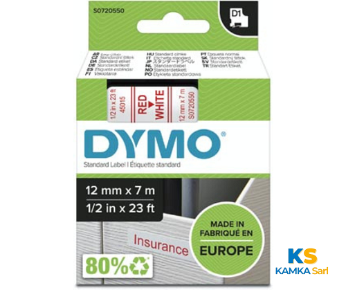 Ruban Dymo D1-Noir sur blanc-12mm x 7m Noir DYMO